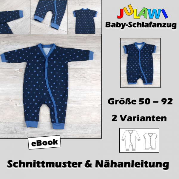 JULAWI Baby-Schlafanzug eBook Schnittmuster Gr 50 -92